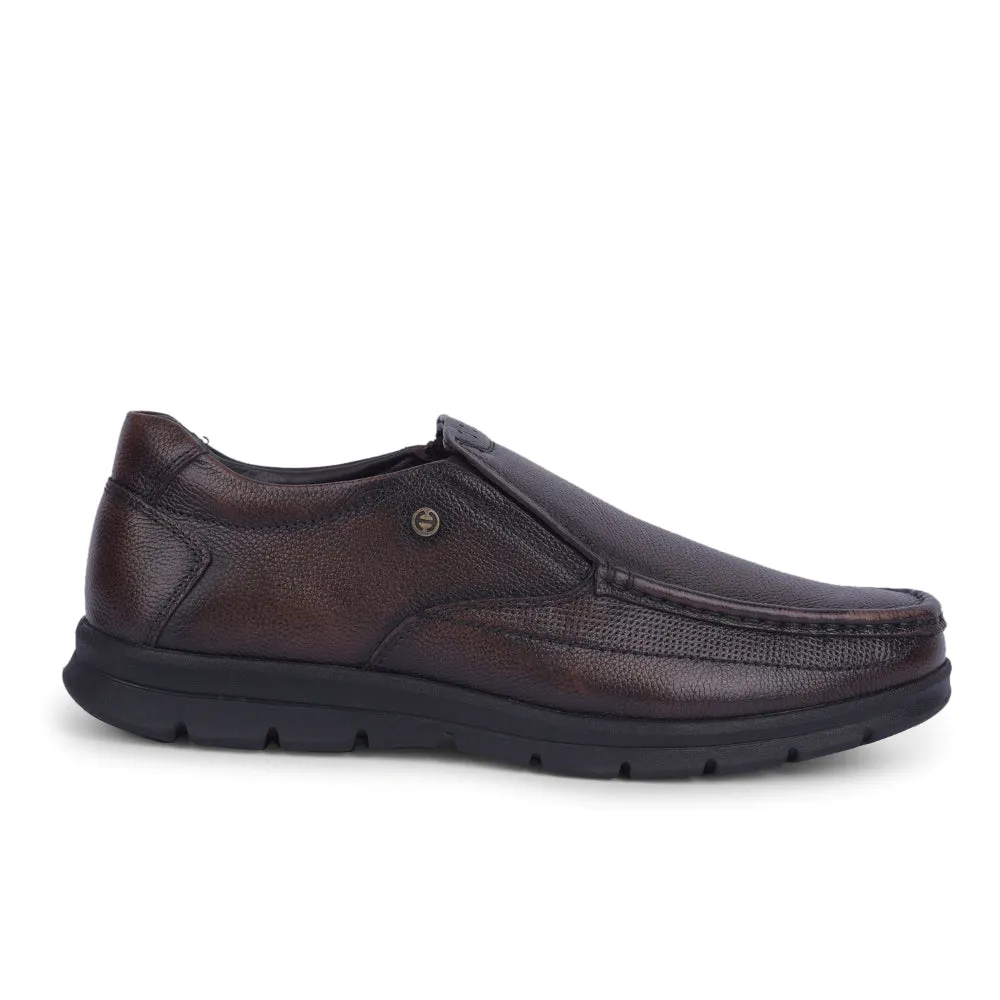 Healers Brown Formal Non Lacing Moccasin For Men OSL-22 By Liberty Carlyle Plain-toe Oxford Dress Shoe
