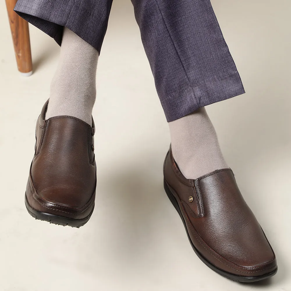 Handmade Leather Dress Shoes Healers Brown Formal Non Lacing Shoes For Men HA1-11 By Liberty