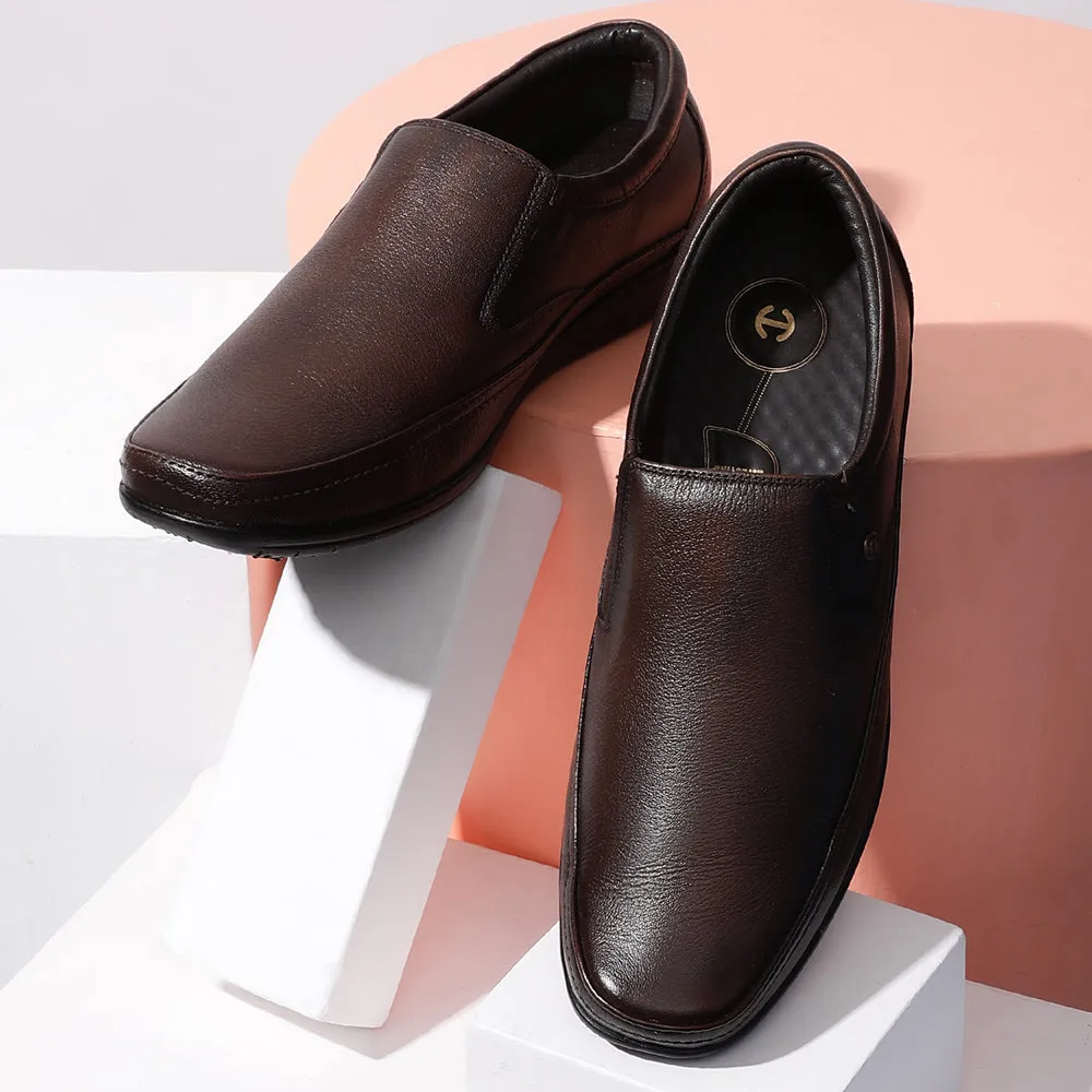 Healers Brown Formal Non Lacing Shoes For Men HA1-11 By Liberty Dress Shoes With Steel Toe