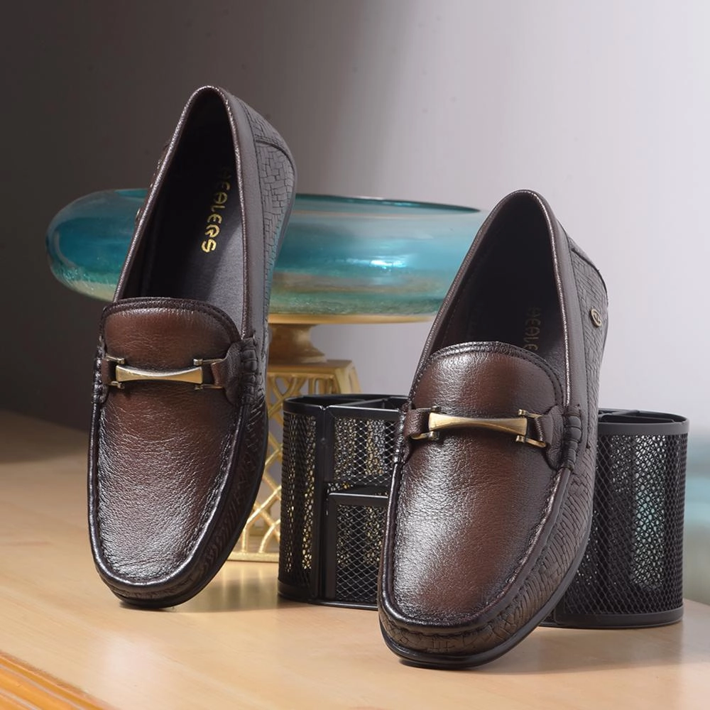 Healers By Liberty Mens OSL-49 Brown Formal Loafers Do Leather Loafers Stretch