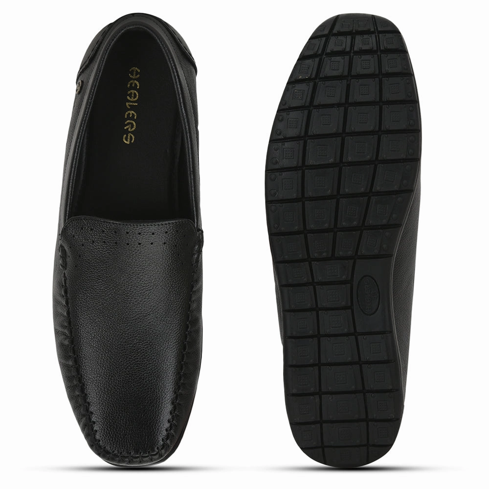 Healers Casual Non lacing Loafers Shoes For Men (Black) JPL-271 By Liberty Grant Stone Traveler Penny Loafers