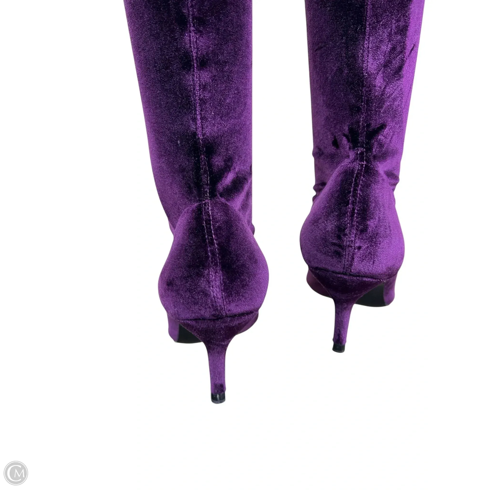 Boots Over-the-knee Heels By Zara Women In Purple, Size: 7 Work Boots For Plantar Fasciitis