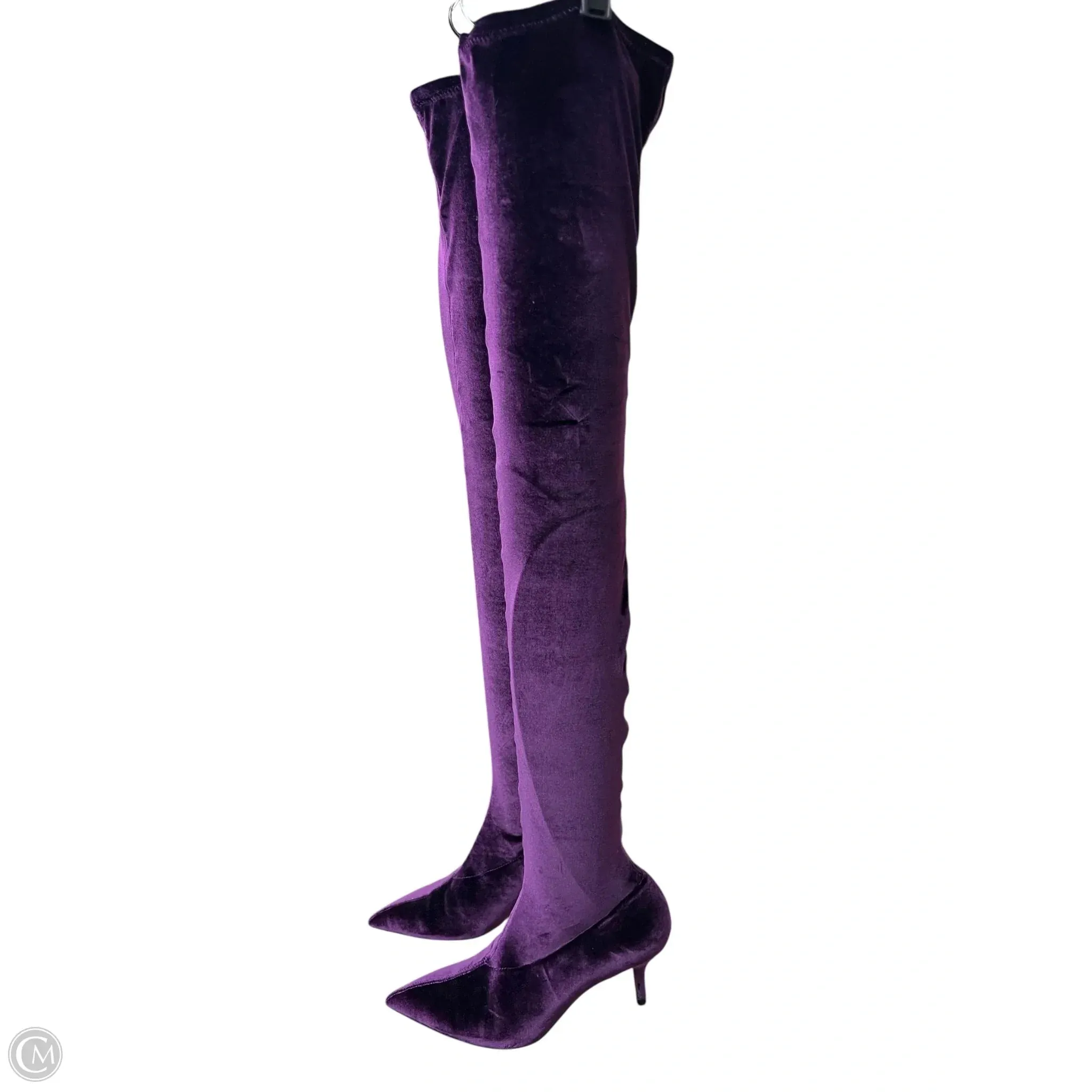 Boots Over-the-knee Heels By Zara Women In Purple, Size: 7 Boots Snowboard 32