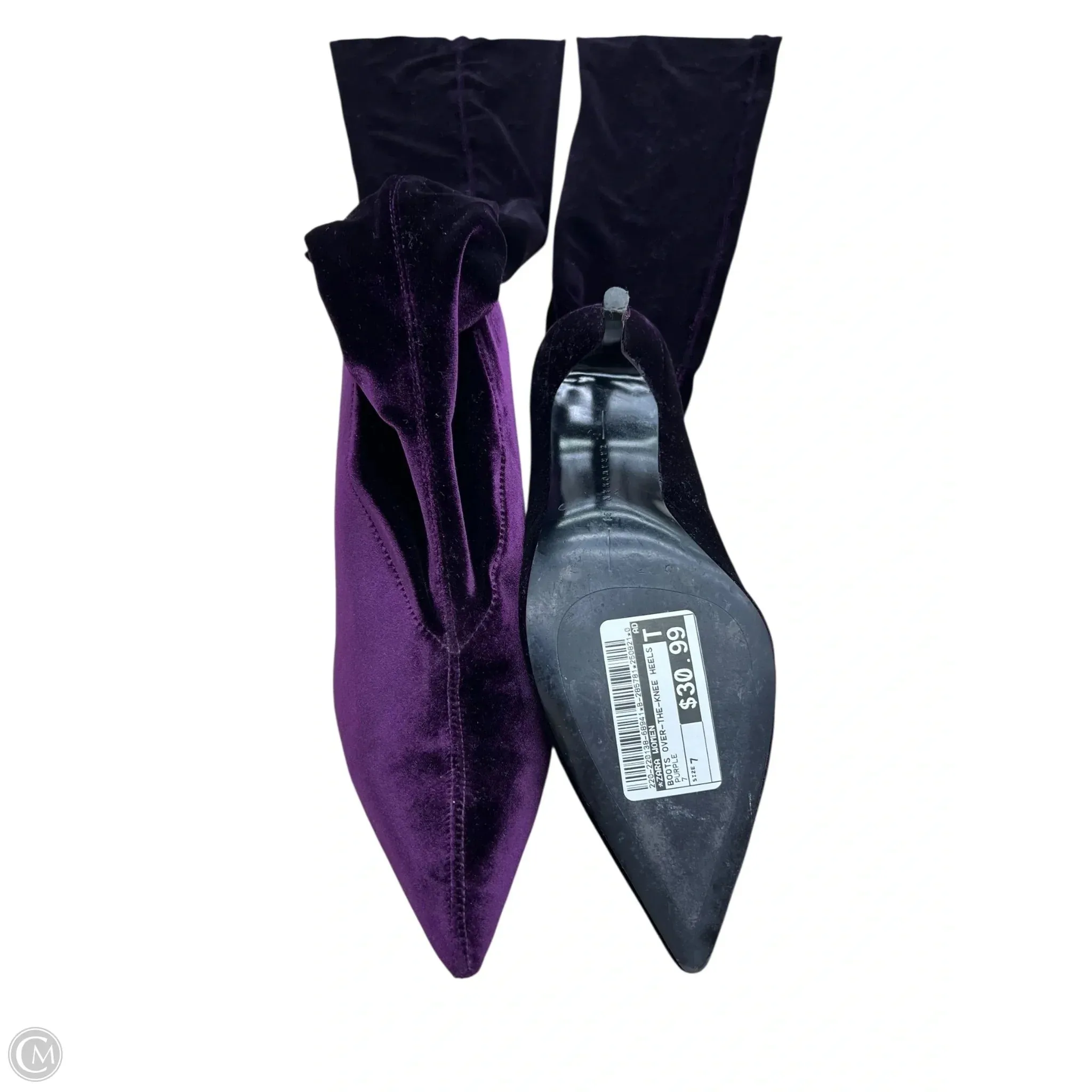 Best Winter Boots For Walking Boots Over-the-knee Heels By Zara Women In Purple, Size: 7