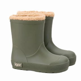Igor Boy's and Girl's Yogi Borreguito Rain Boots - Kaki Boulder Boots