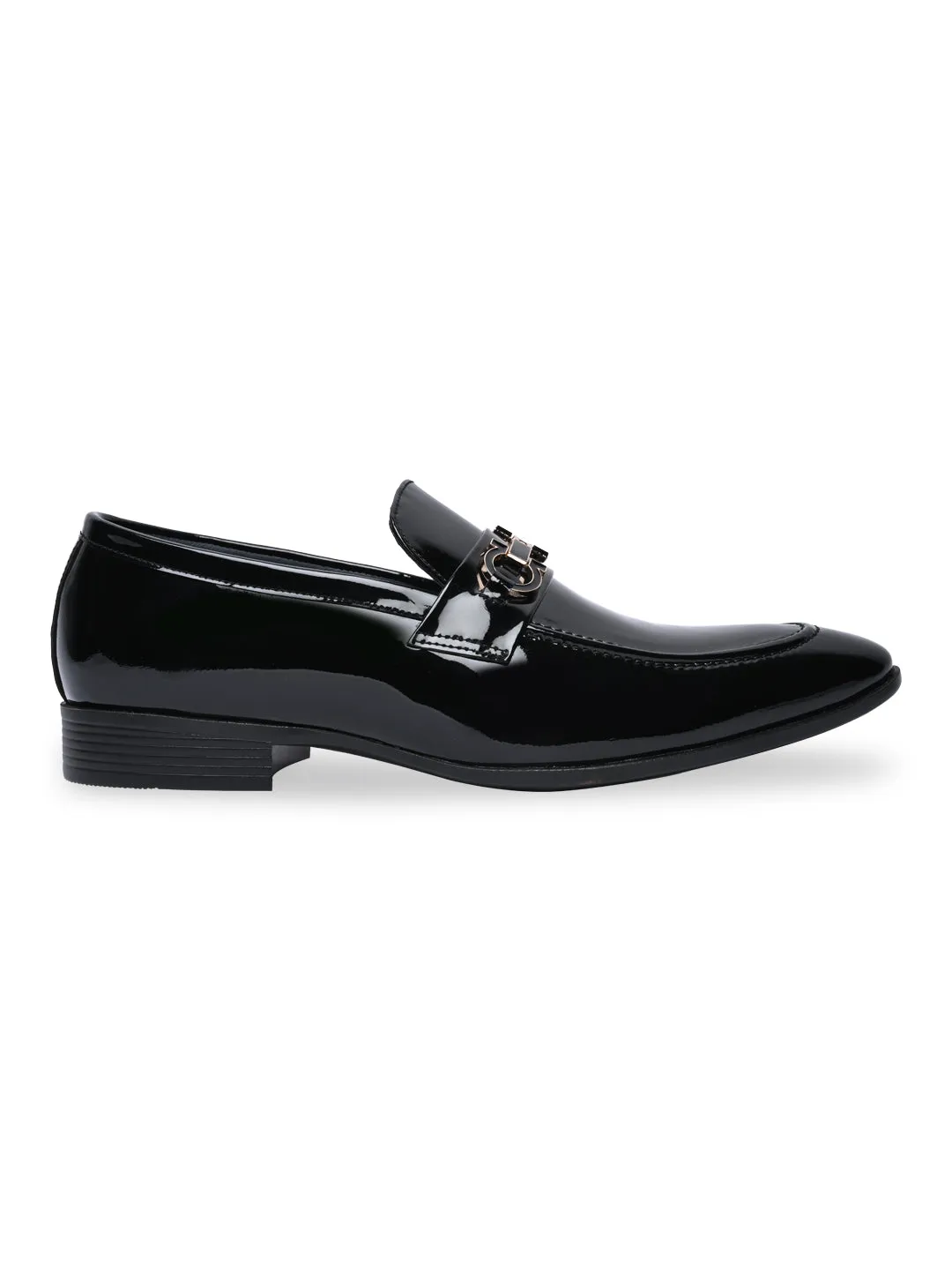 Imperio By Regal Black Men Formal Patent Leather Buckled Slip Ons Dress Shoes With Socks