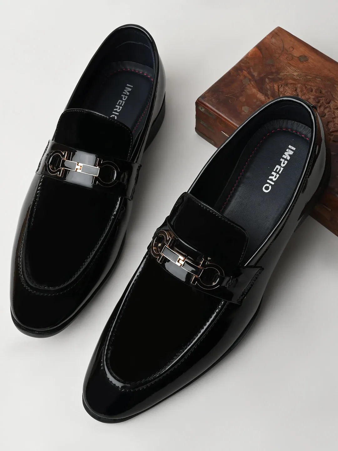 Taos Dress Shoes Imperio By Regal Black Men Formal Patent Leather Buckled Slip Ons