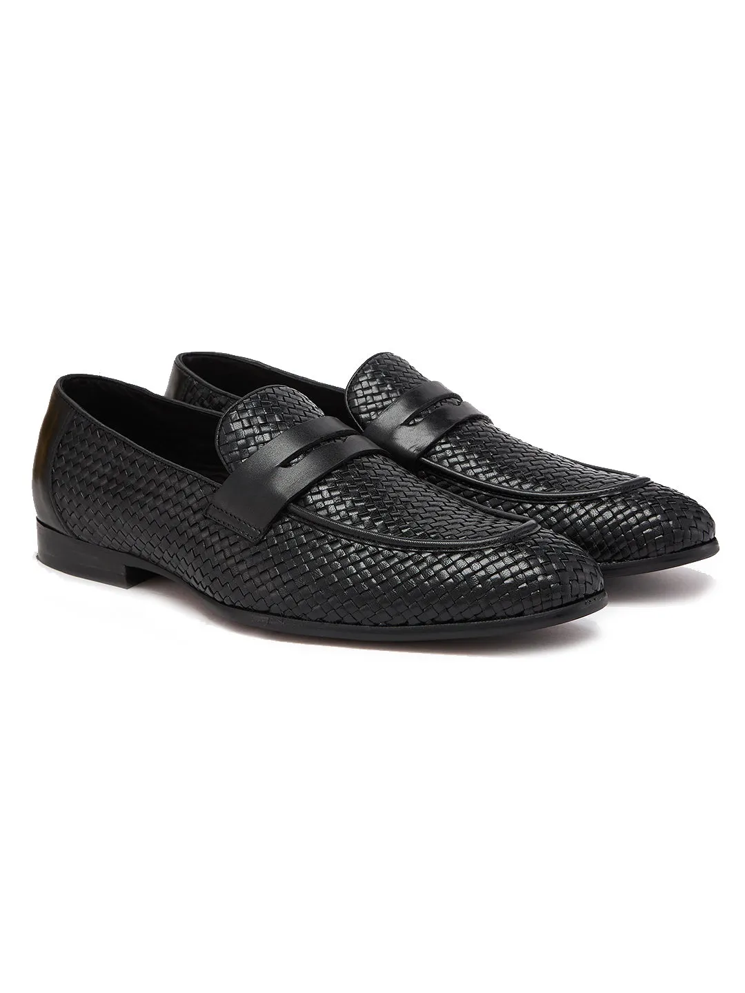 Imperio By Regal Black Mens Formal Woven Leather Slip Ons Slip-on Boots