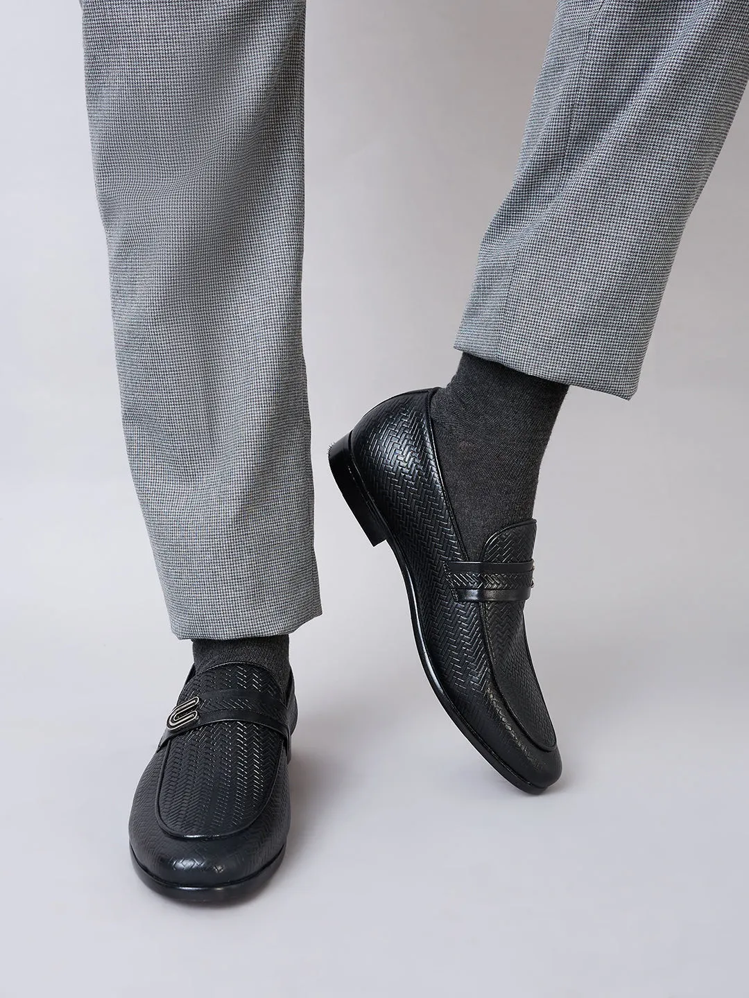 Imperio By Regal Black Mens Textured Leather Formal Buckled Slip Ons Ecco Slip On Shoes