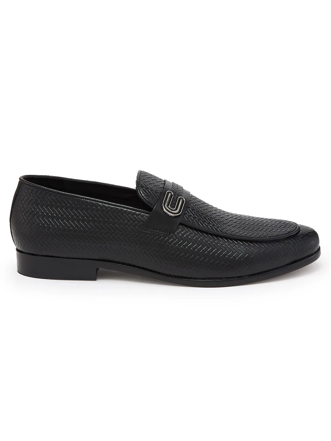 Imperio By Regal Black Mens Textured Leather Formal Buckled Slip Ons Slip Ons With Memory Foam