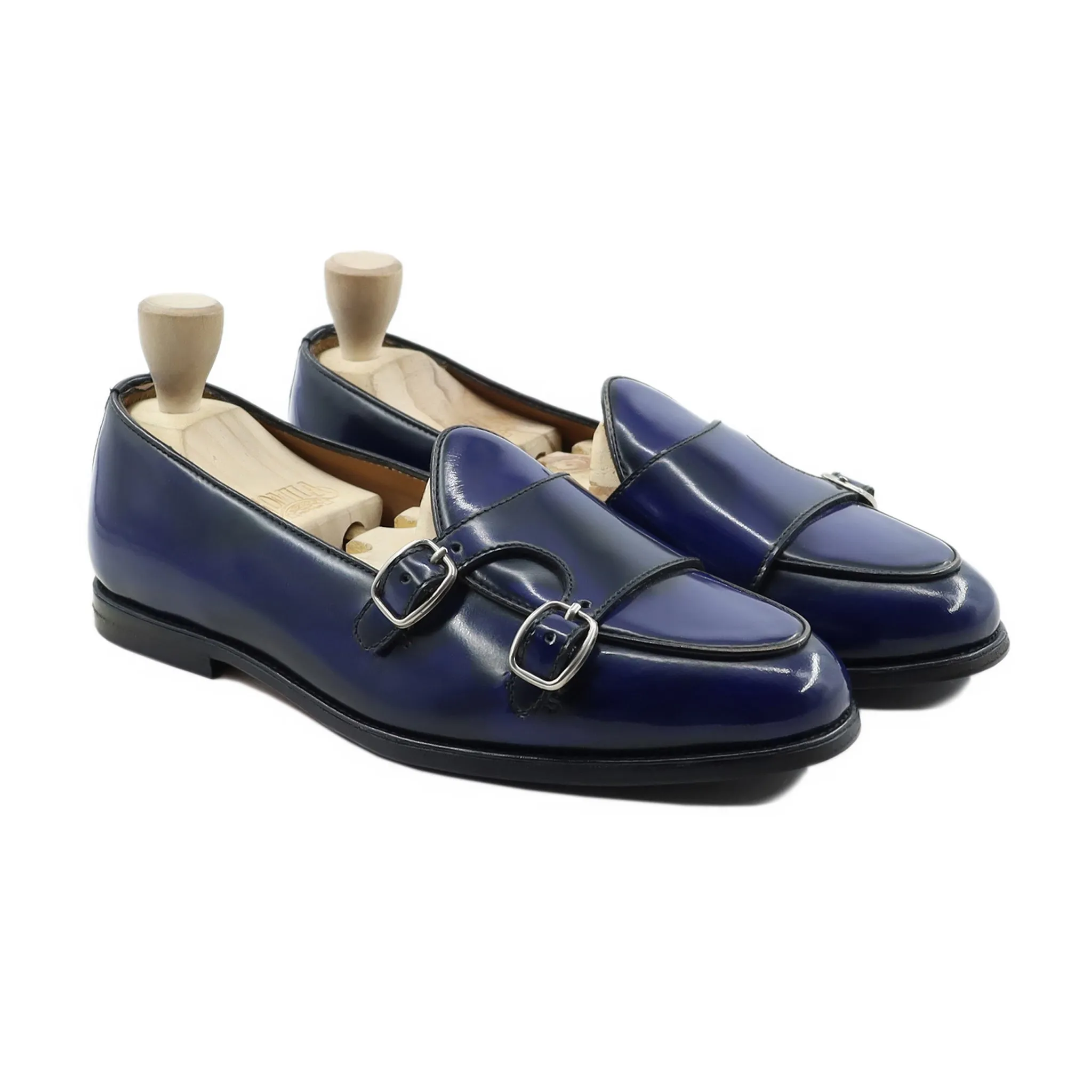 Chunky Loafers Outfit Jelenia - Men's Blue Box Leather Double Monkstrap