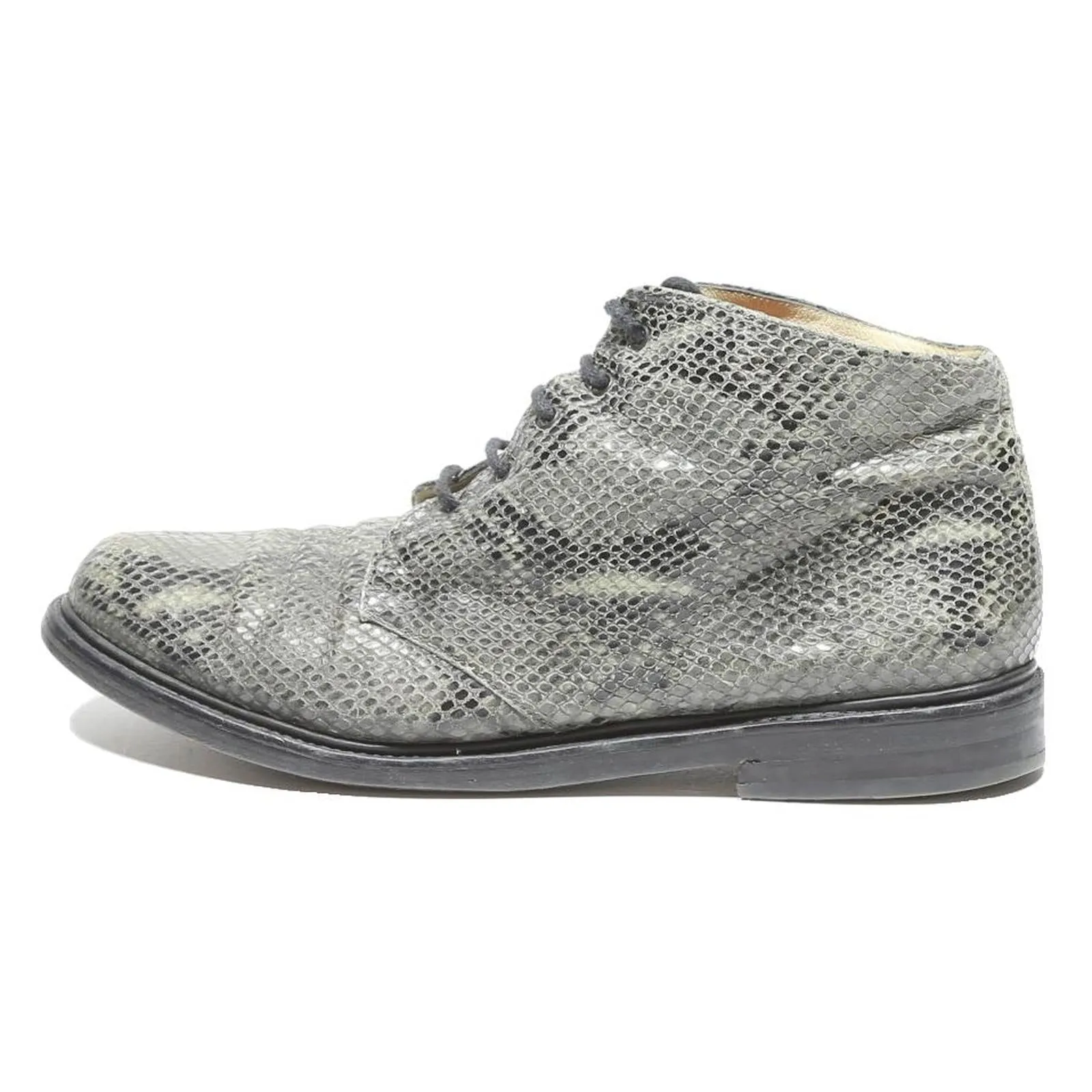 JOSEPH Mens Ankle Boots Leather UK 10.5 Grey Textured Patterned Lace-Up Stylish