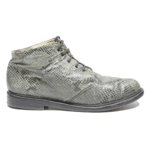  JOSEPH Mens Ankle Boots Leather UK 10.5 Grey Textured Patterned Lace-Up Stylish