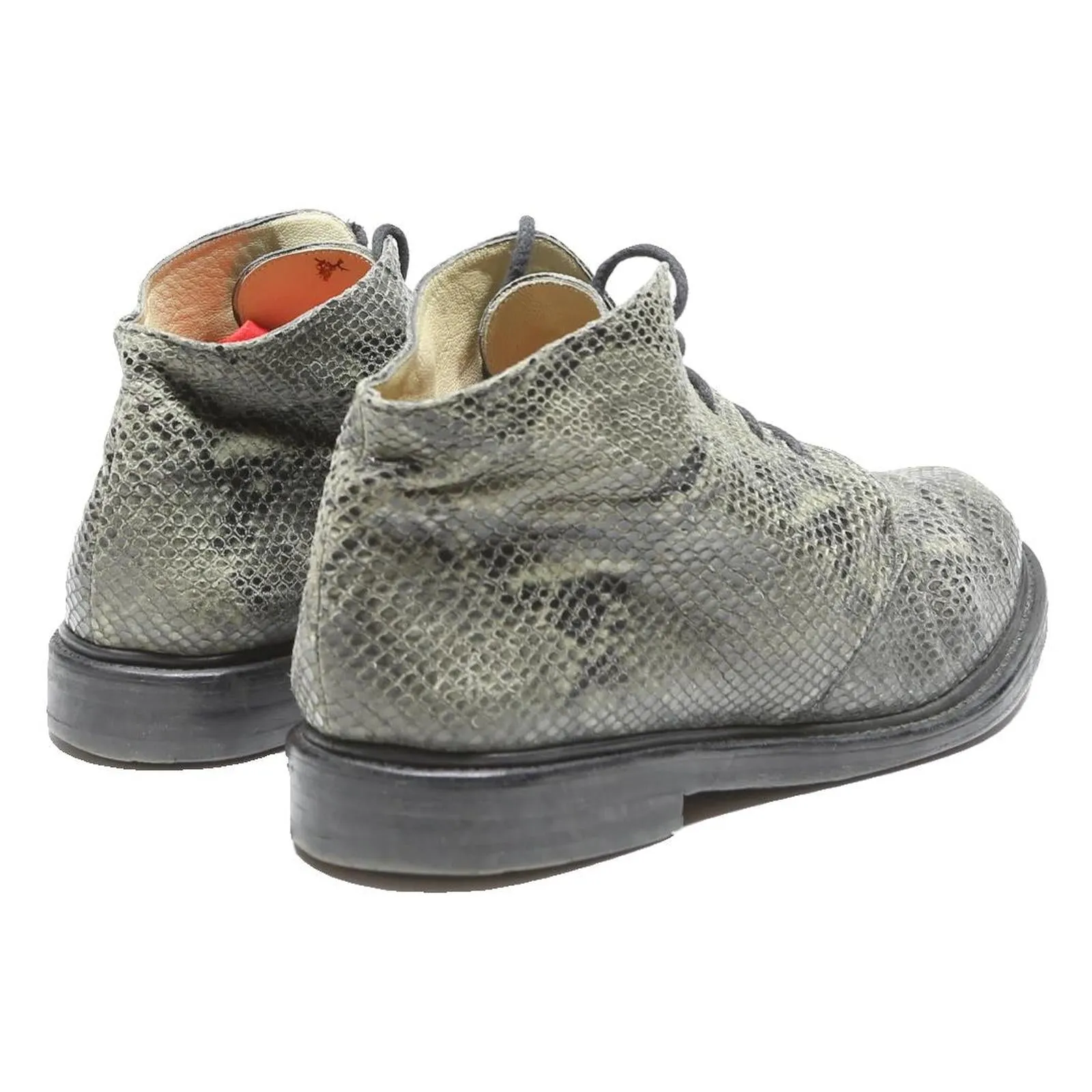 JOSEPH Mens Ankle Boots Leather UK 10.5 Grey Textured Patterned Lace-Up Stylish