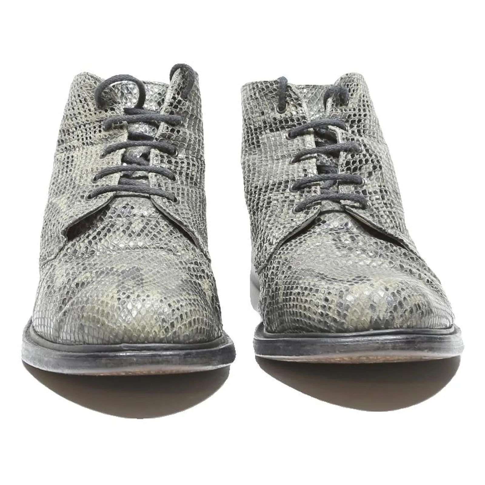 JOSEPH Mens Ankle Boots Leather UK 10.5 Grey Textured Patterned Lace-Up Stylish