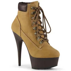 6 Inch Heel DELIGHT-600TL-02 Tan Nubuck Play Boots On The Ground