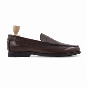 Loafers Rubber Sole Jazlyn - Men's Dark Brown Pebble Grain Leather Loafer
