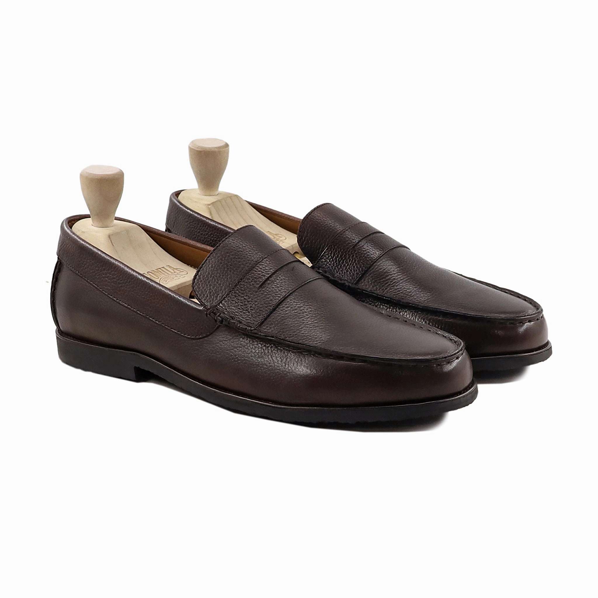 Adrian Virginia Leather Tassel Loafers Jazlyn - Men's Dark Brown Pebble Grain Leather Loafer