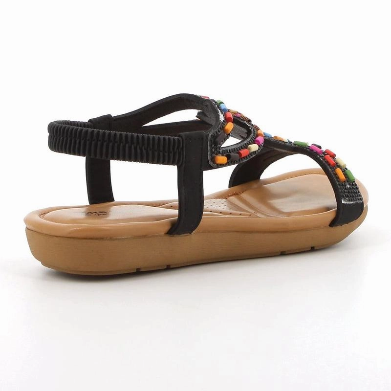 Slip On Casual Dress Shoes Pierre Cardin Heida Flat Sandal - Black