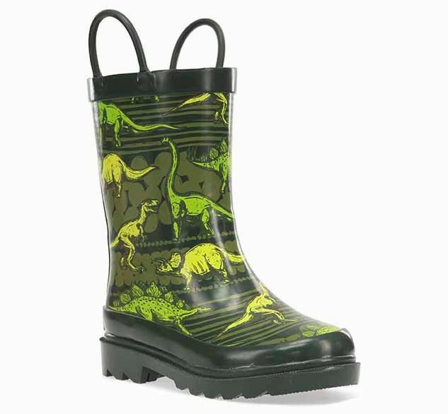 Kids Dino Quest Rain Boot - Olive Chunky Boots