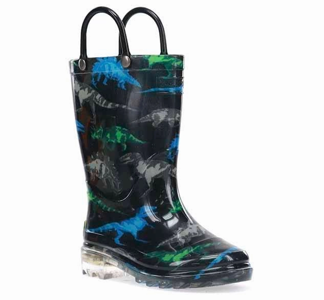 Top Rated Chukka Boots Kids Dinosaur Friends Lighted Rain Boot - Black