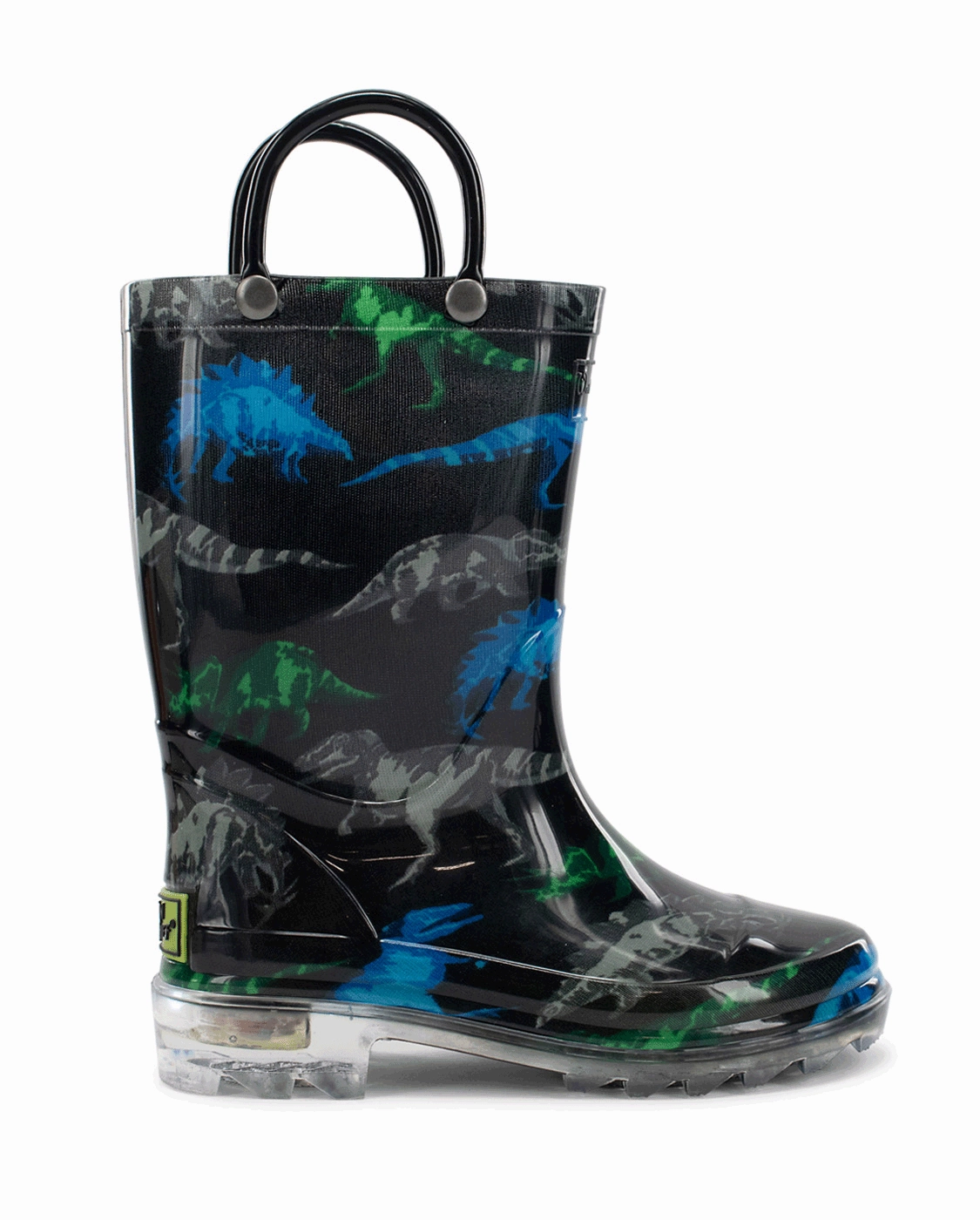 Kids Dinosaur Friends Lighted Rain Boot - Black Best Rated Work Boots