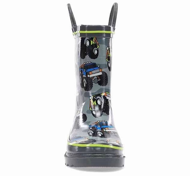 Extra Tough Boots Kids Monster Truck Rain Boot - Charcoal
