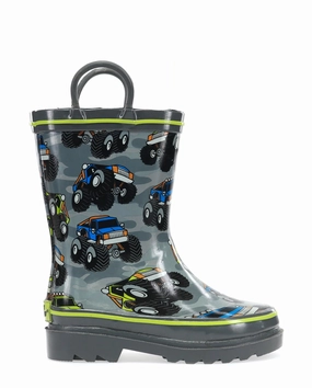 Childrens Snow Boots Kids Monster Truck Rain Boot - Charcoal