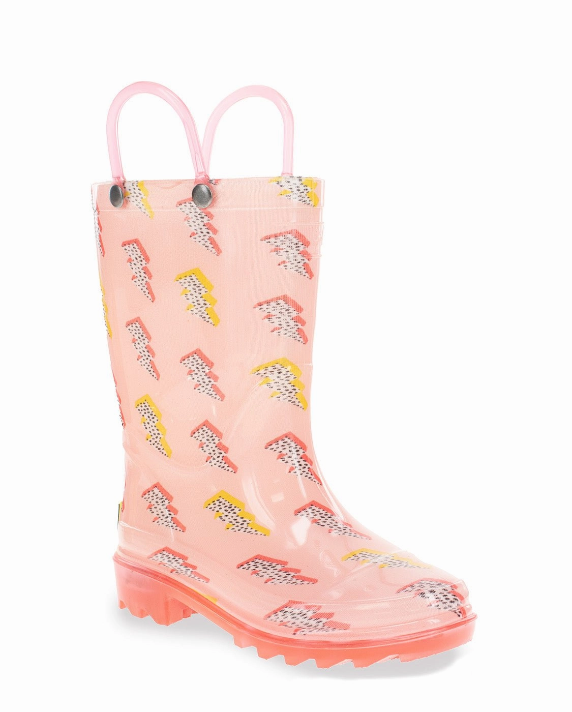 Kids Pink Lightning Lighted Rain Boot - Pink Gold High Boots