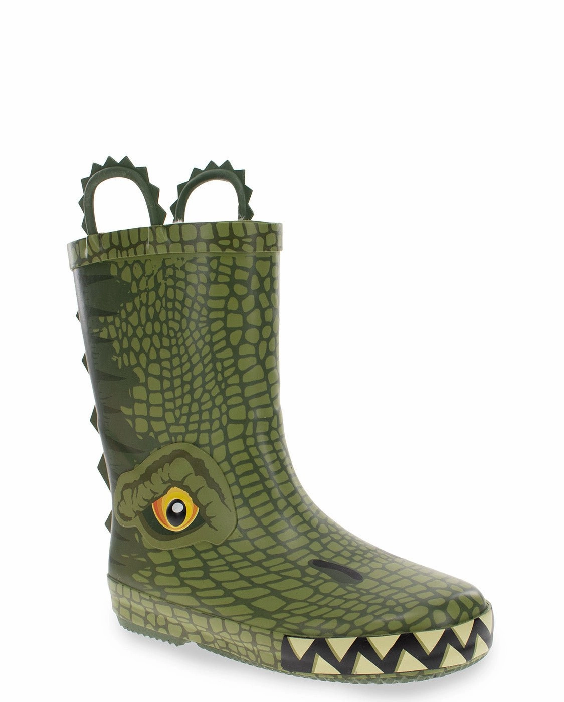 Kids Prehistoric Rex Faux Fur Rain Boot - Olive Easycare Hoof Boots
