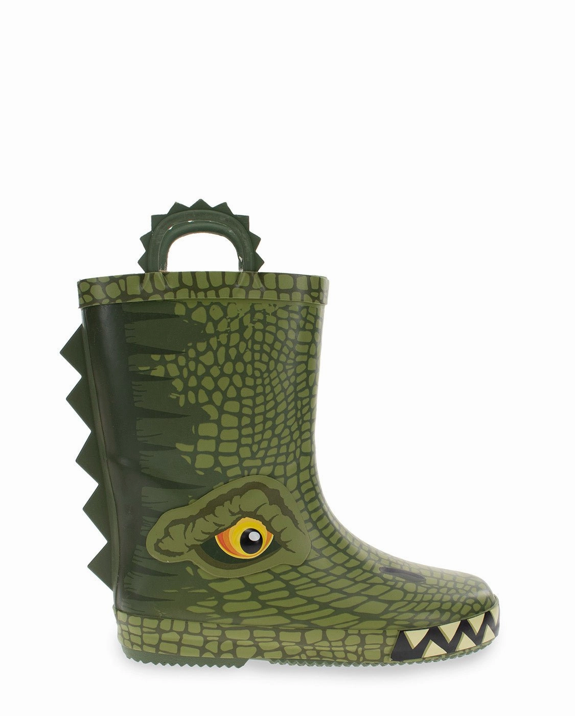 Kids Prehistoric Rex Faux Fur Rain Boot - Olive Boots On The Ground Fans