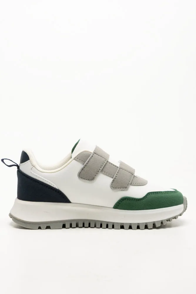 Laceless Running Shoes Double Velcro Retro Sneaker White