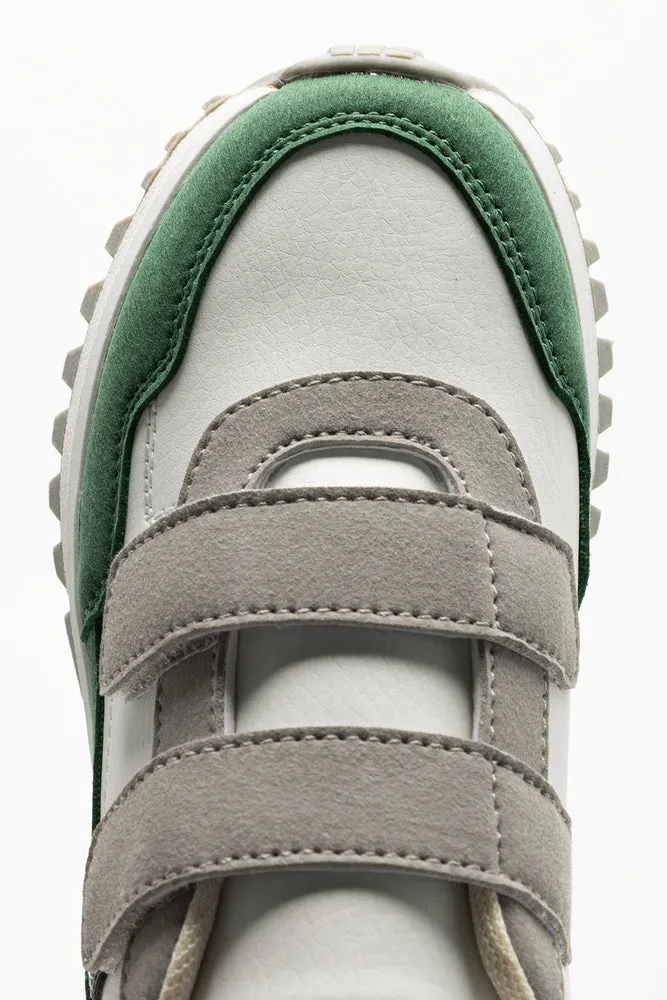 Double Velcro Retro Sneaker White Running And Fitness Shoes