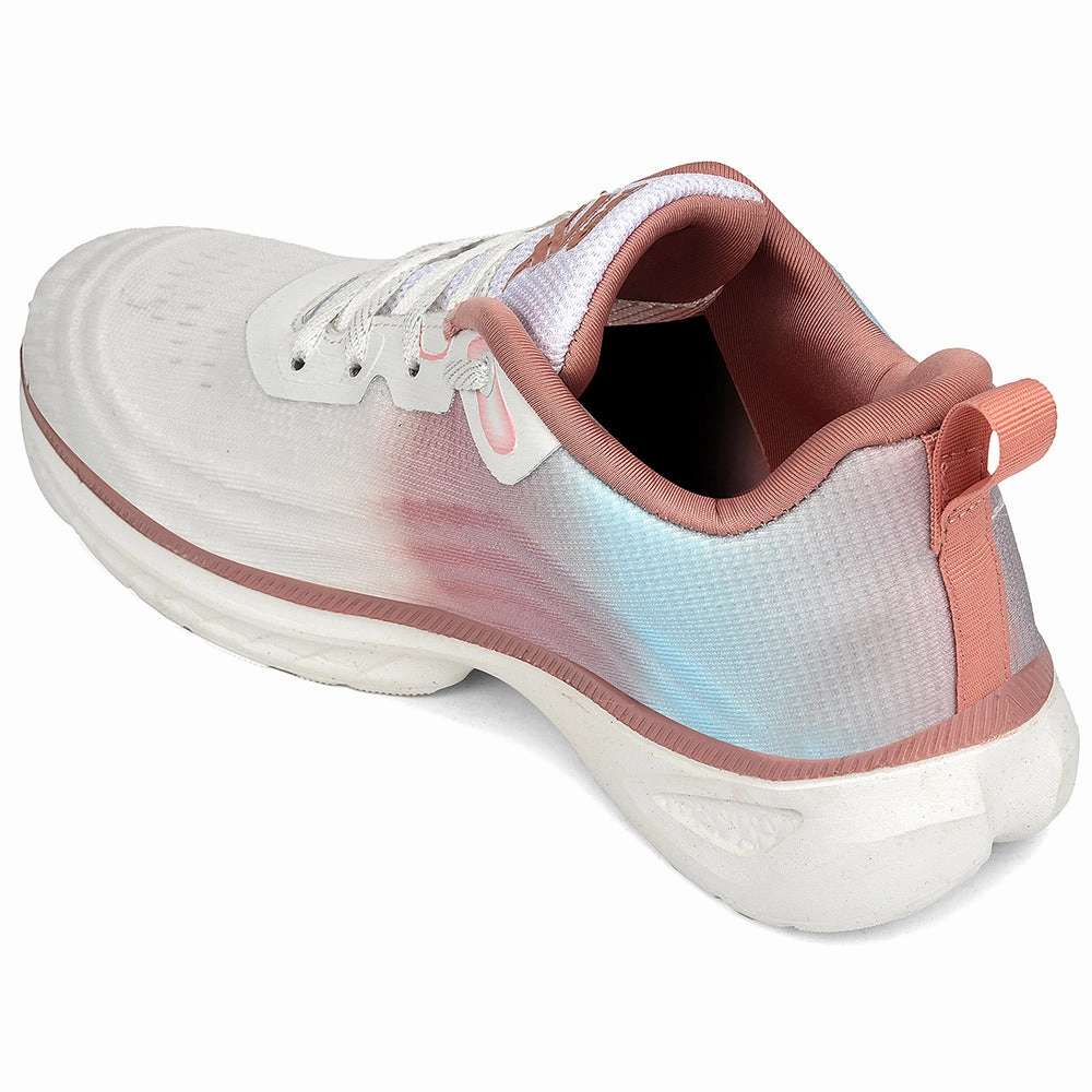 Leap7x Peach Sports Lacing Running Shoes For Women RWL-58 By Liberty Lightweight Training Shoes
