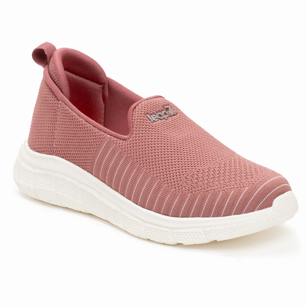 Cross Training Shoes With Ankle Support Leap7x Peach Sports Non Lacing Walking Shoes For Women GHD-8 By Liberty