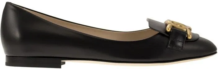 Flat Bottom Bike Shoes LEATHER BALLERINA WITH ACCESSORY