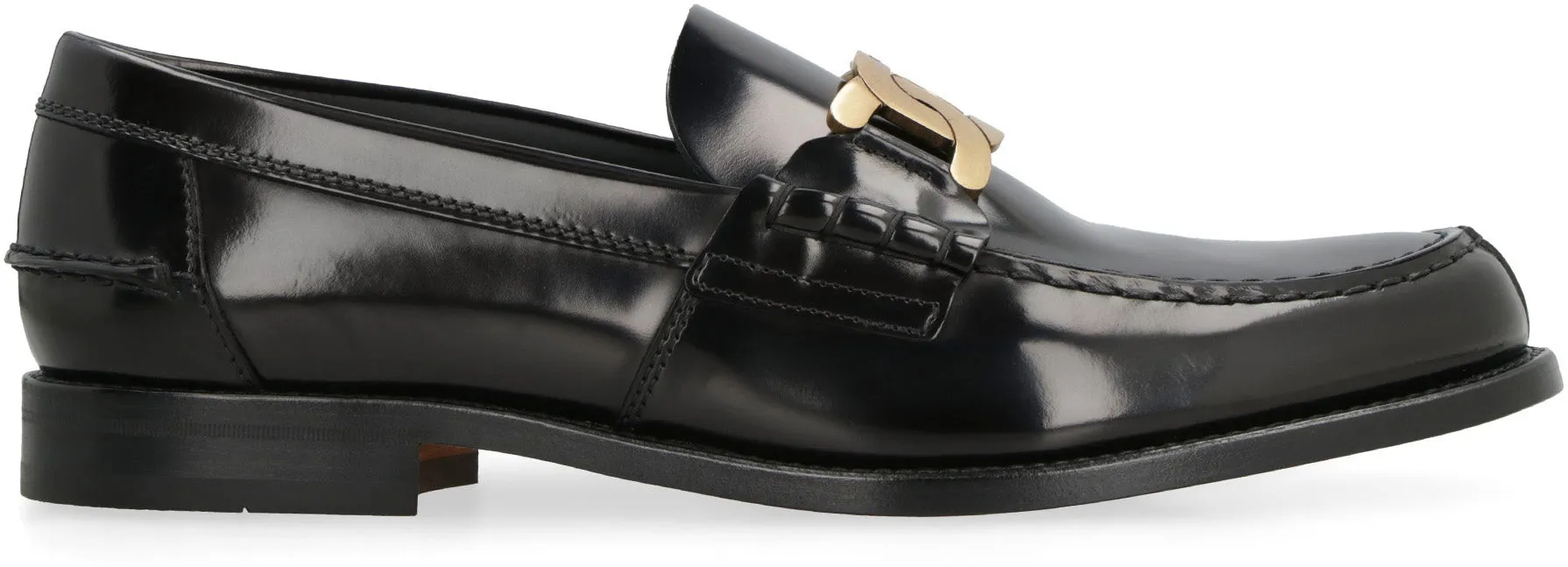 Ferragamo Suede Loafers LEATHER CHAIN DETAILED LOGO LOAFERS.