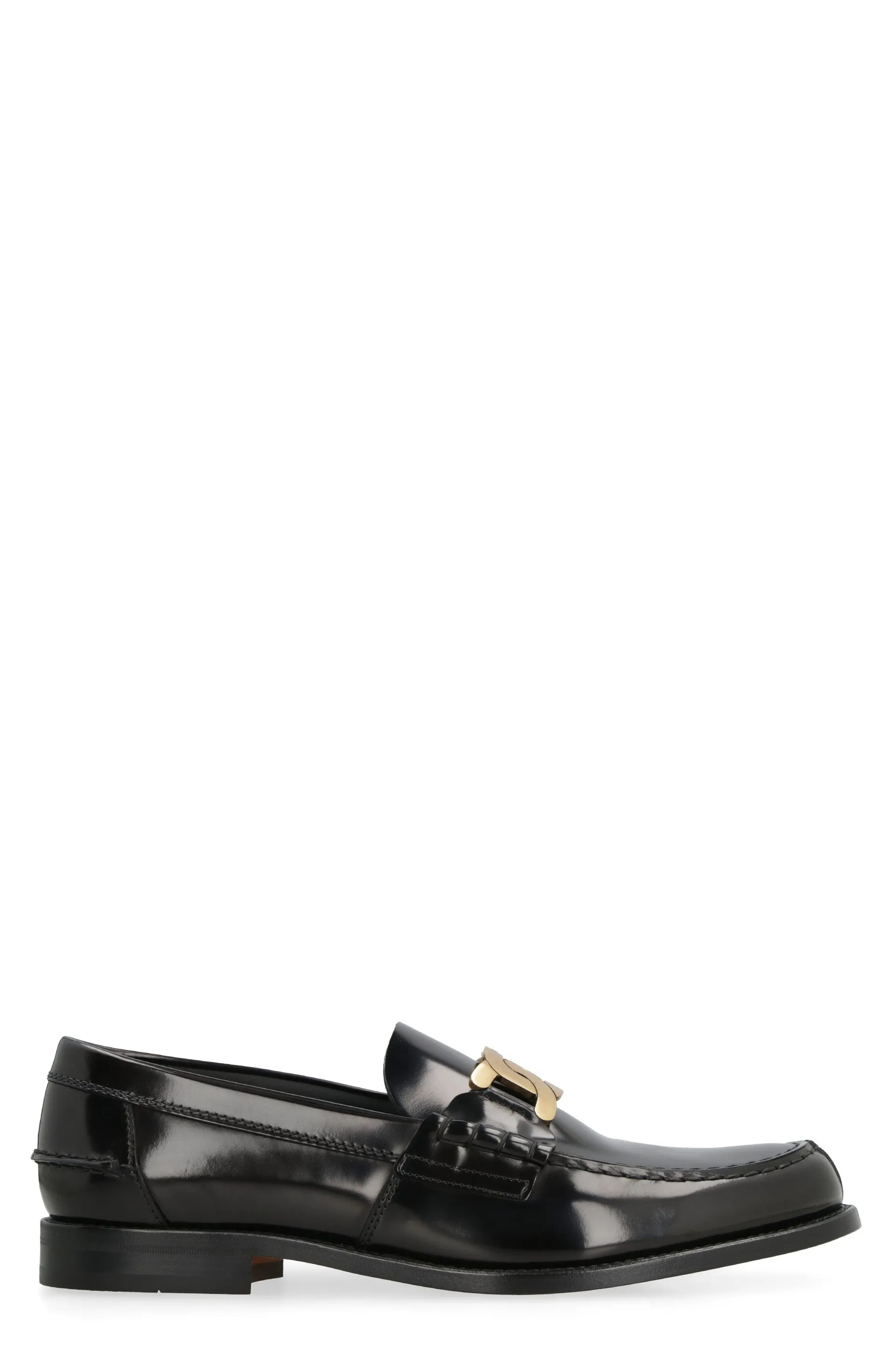 LEATHER CHAIN DETAILED LOGO LOAFERS. Gh Bass Lug Loafers