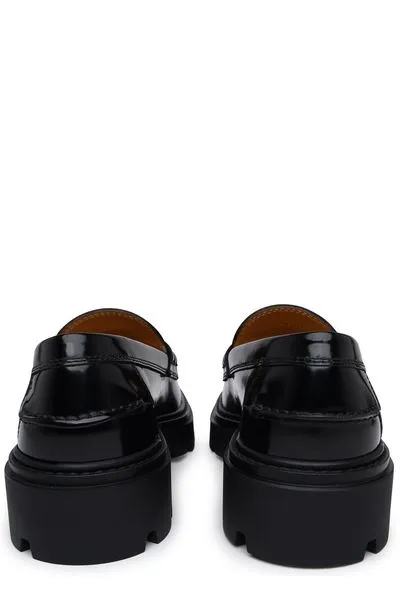 Loafers Wedges LEATHER LOGO LOAFERS.