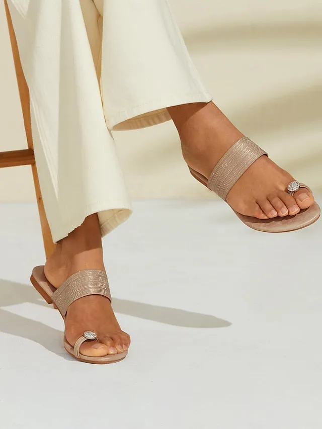 Comfortable Dressy Sandals with Women's Sandals Champagne Flat Rhinestone Slip-On Heel