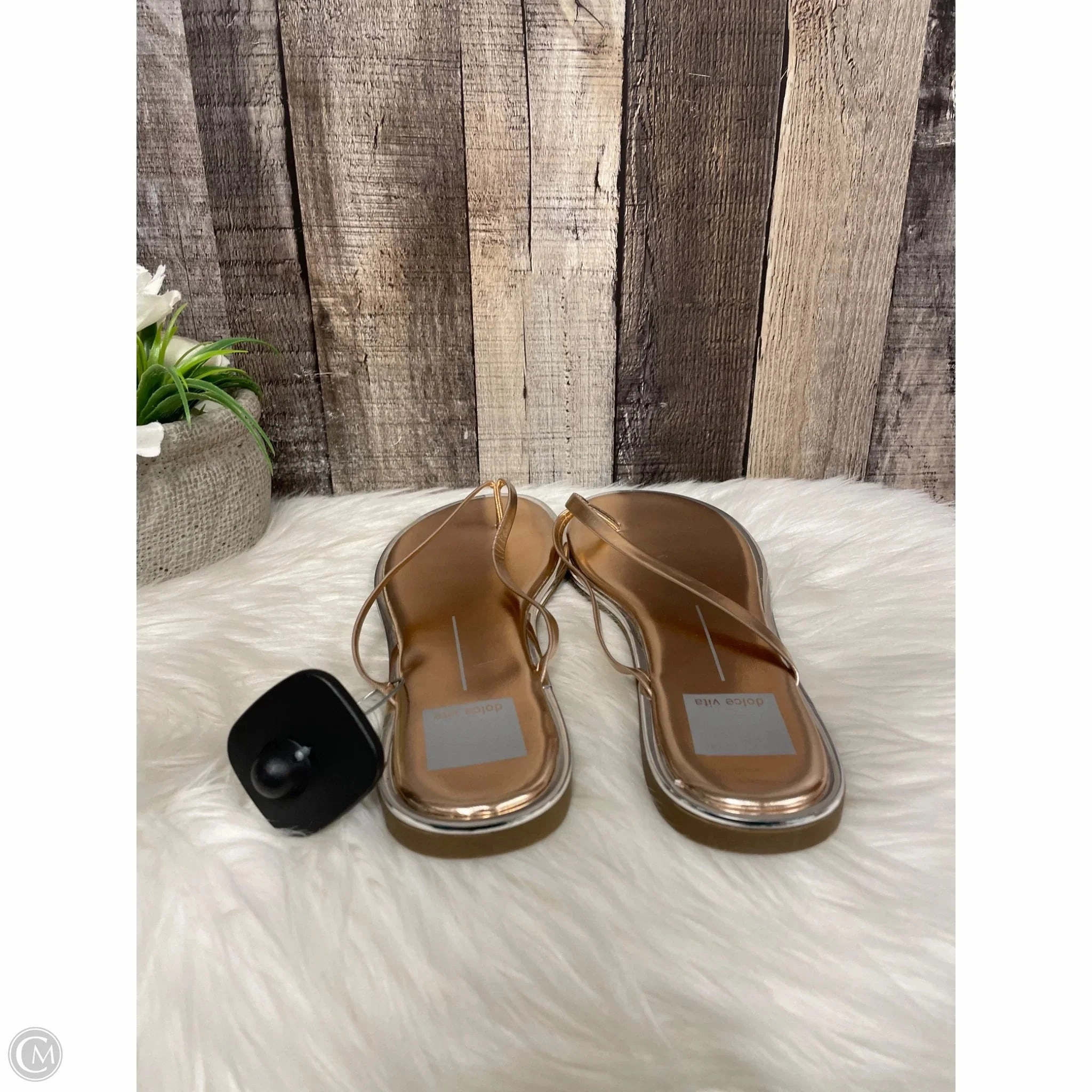 Sandals Flip Flops By Dolce Vita In Gold, Size: 9.5 Flip Flops Crystals