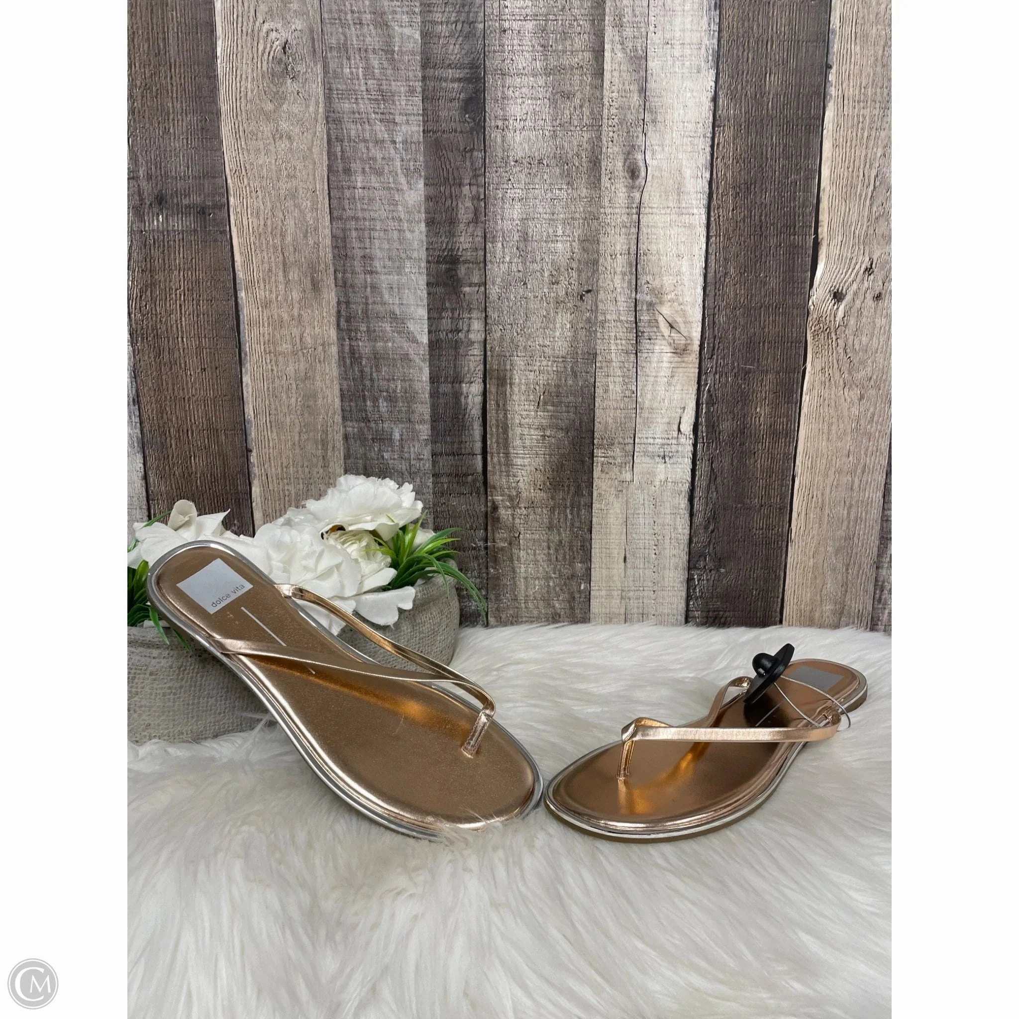 Sandals Flip Flops By Dolce Vita In Gold, Size: 9.5 Clear Studded Flip Flops