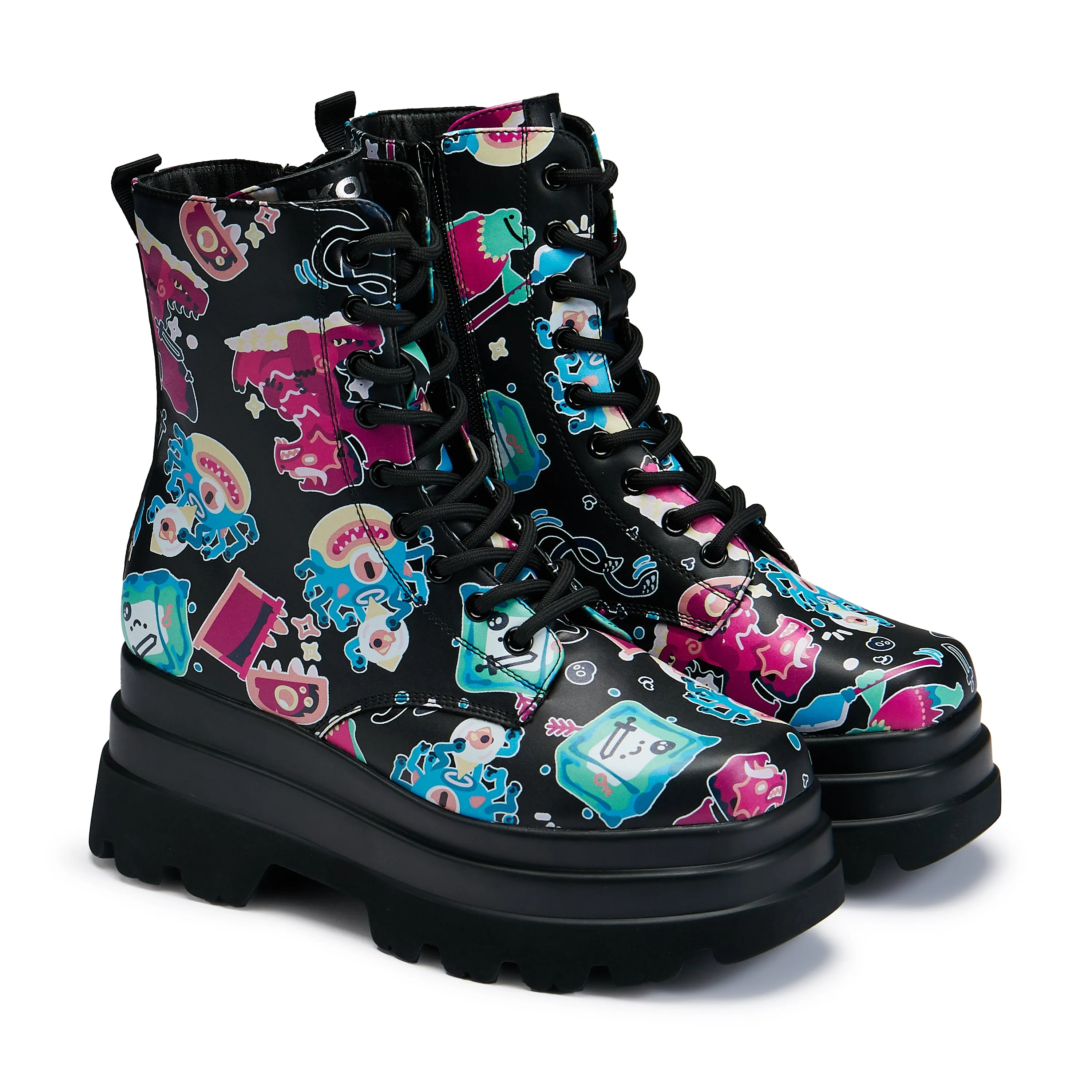 Lotta Monsters Trident Platform Boots - Black Multi