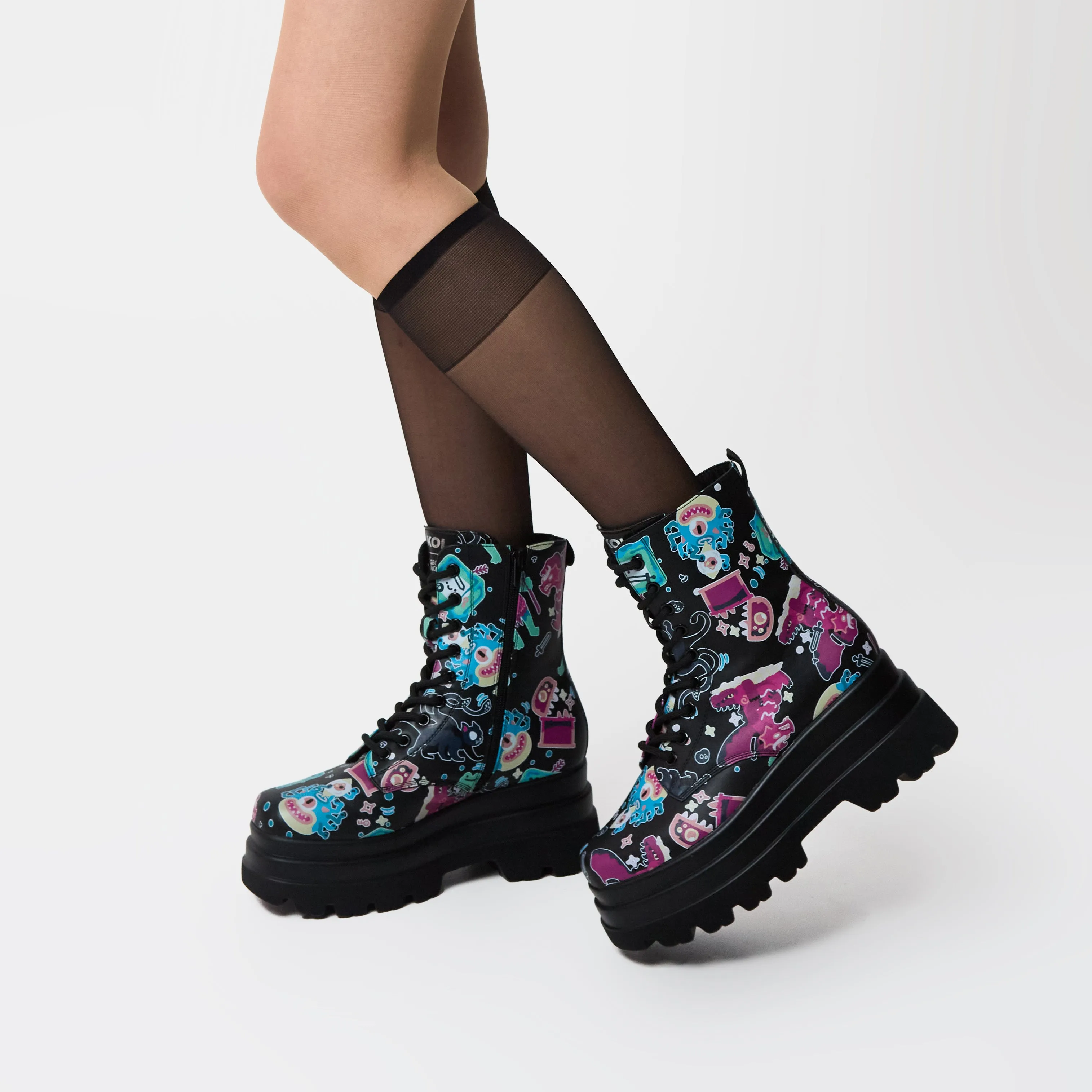 Lotta Monsters Trident Platform Boots - Black Multi