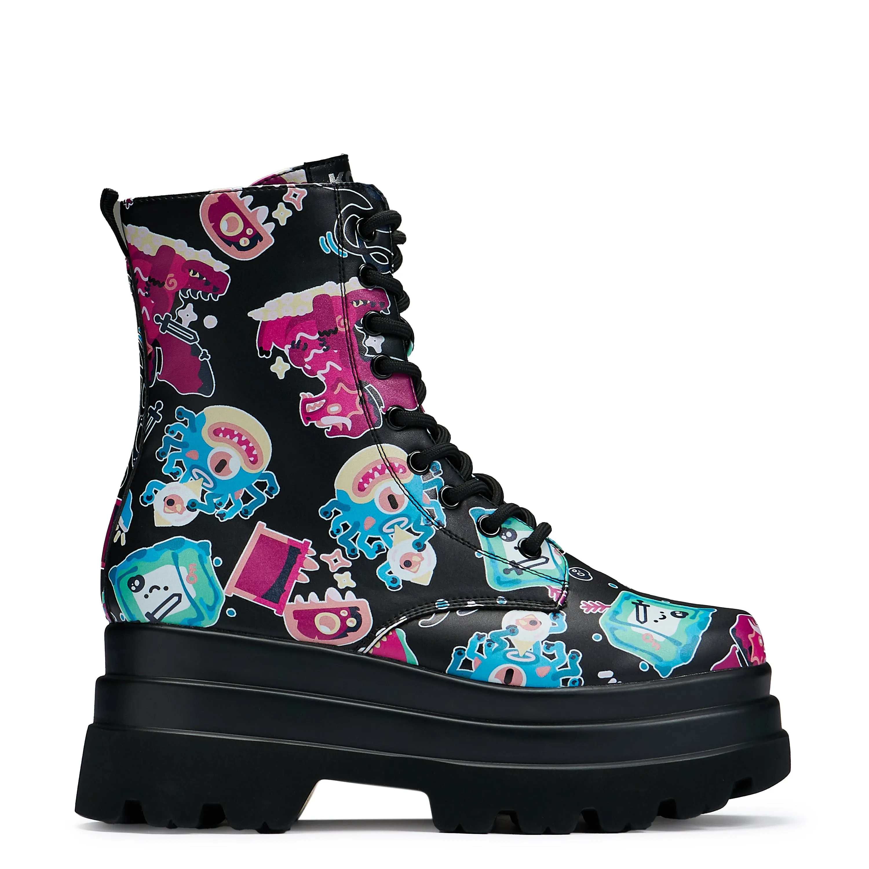  Lotta Monsters Trident Platform Boots - Black Multi