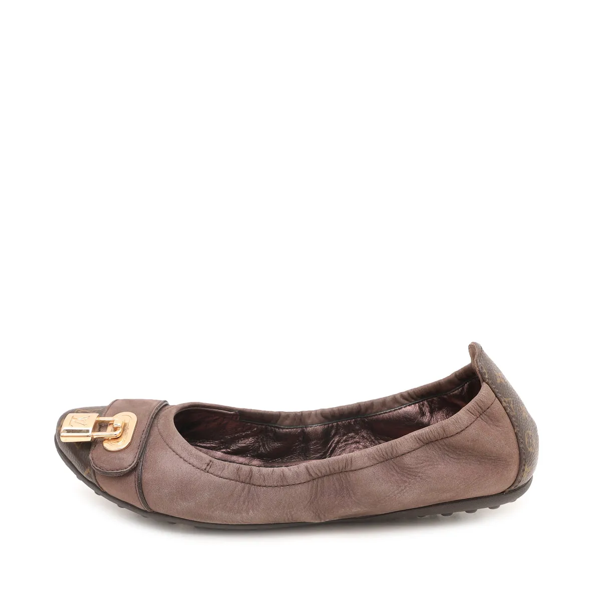 Striped Flat Shoes Louis Vuitton Brown Monogram Iridescent Lucky Ballerina Flats 35