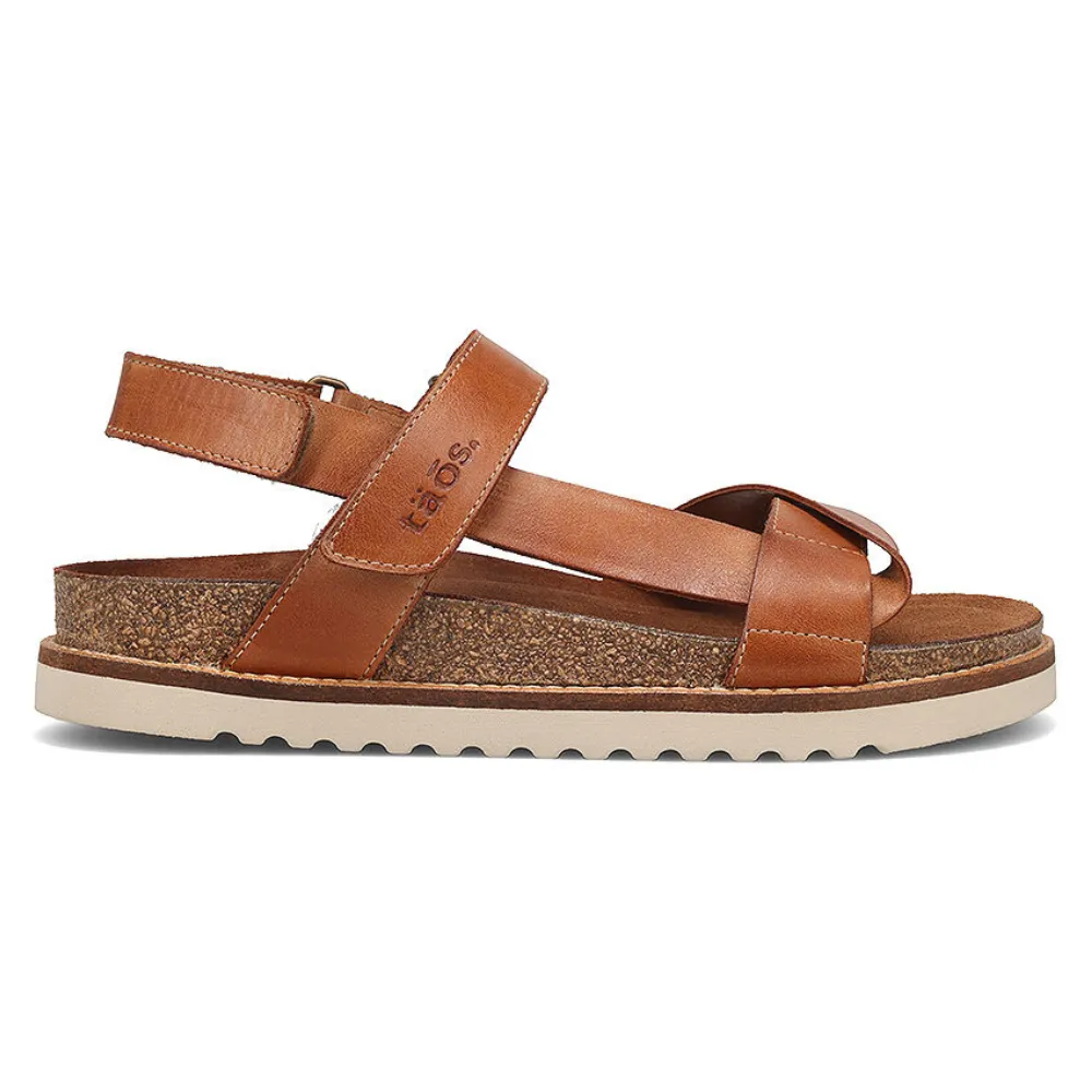 Memory Foam Sandals Taos Sideways Caramel Leather Sandal (Women's)
