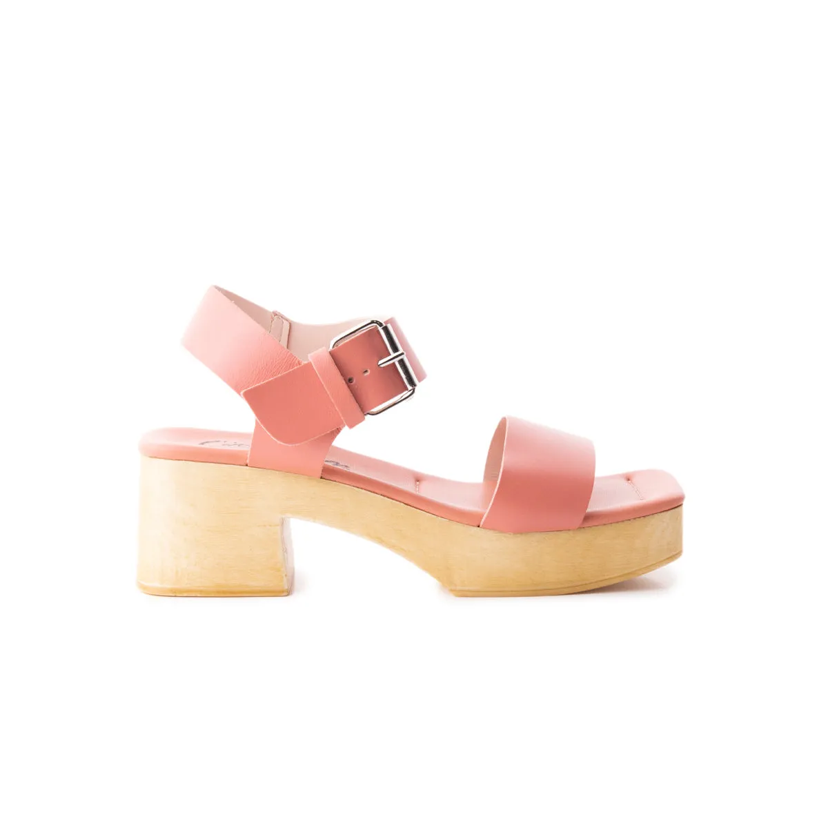 Sandals With Small Wedge Heel Marion Pink Leather