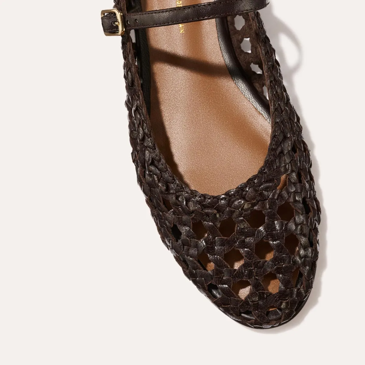 Simple Flats Shoes The Demi Jane - Espresso Woven Leather