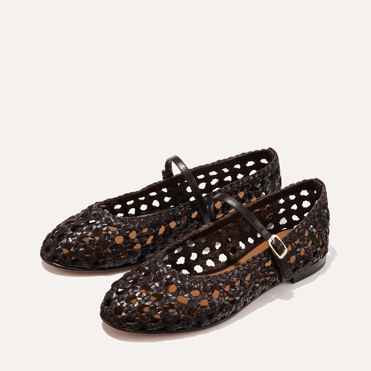The Demi Jane - Espresso Woven Leather Lightweight Shoes For Flat Feet